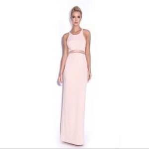 Bariano Australia NWT Light Pink Sheer Midriff Maxi Dress Womens Medium Gown